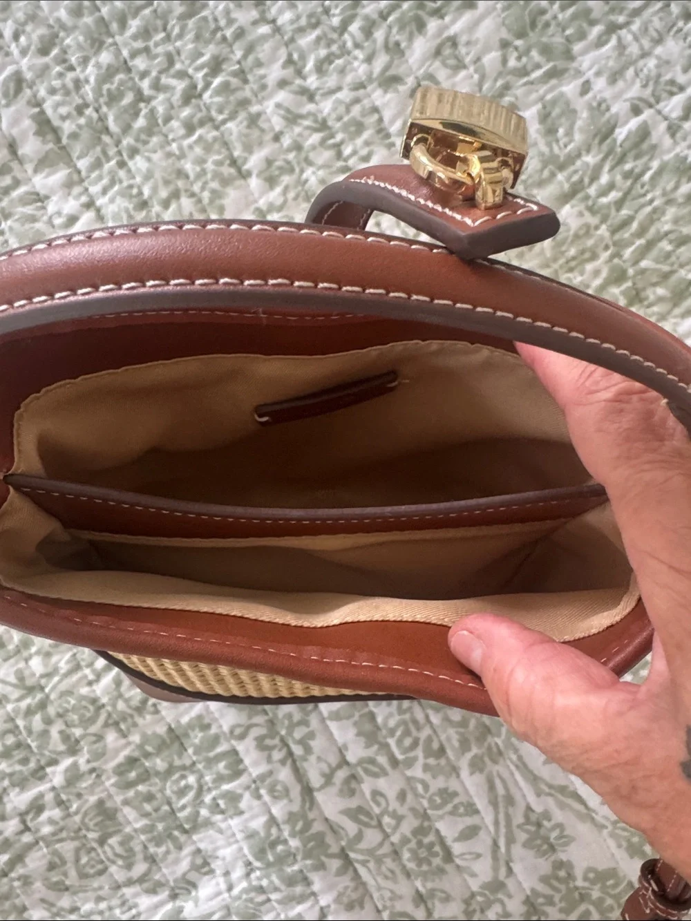 Mango Tan and Brown Raffia Bucket Bag